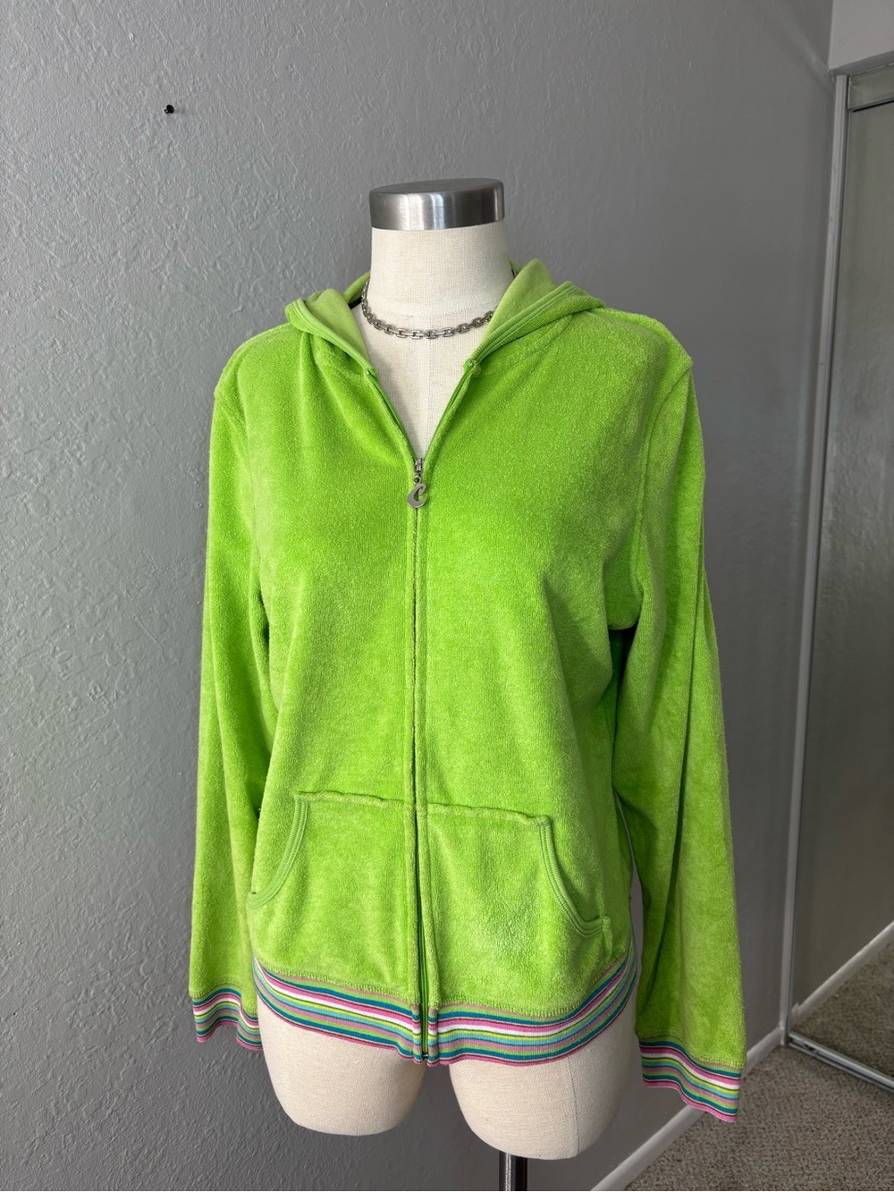 Curve Lime Green Hooded Zip-Up Jacket